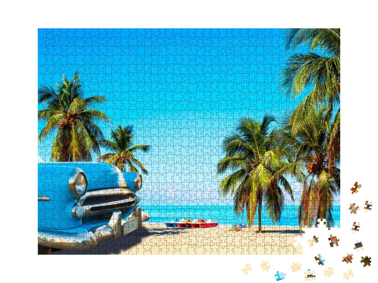 The Tropical Beach of Varadero in Cuba with American Clas... Jigsaw Puzzle with 1000 pieces