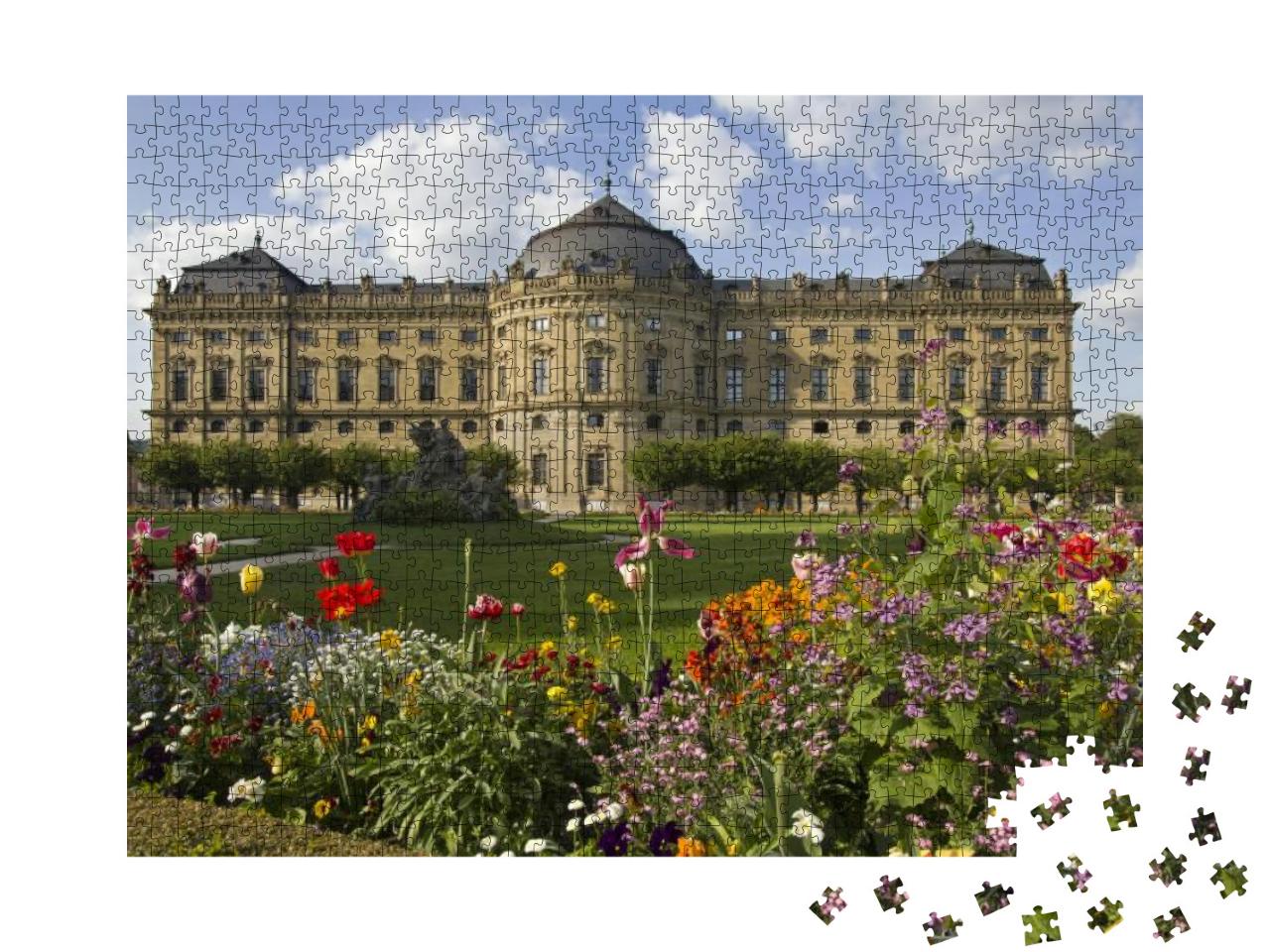 The Wurzburg Residence Building & Formal Garden with Flow... Jigsaw Puzzle with 1000 pieces