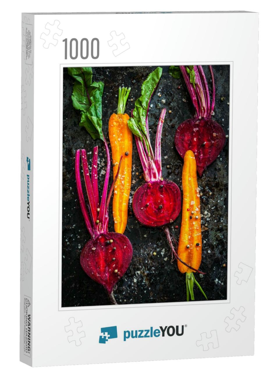 Raw Vegetables for Roasting, on a Baking Tray... Jigsaw Puzzle with 1000 pieces