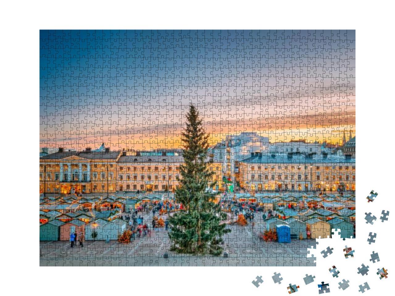 Helsinki, Finland. Christmas Xmas Market with Christmas T... Jigsaw Puzzle with 1000 pieces