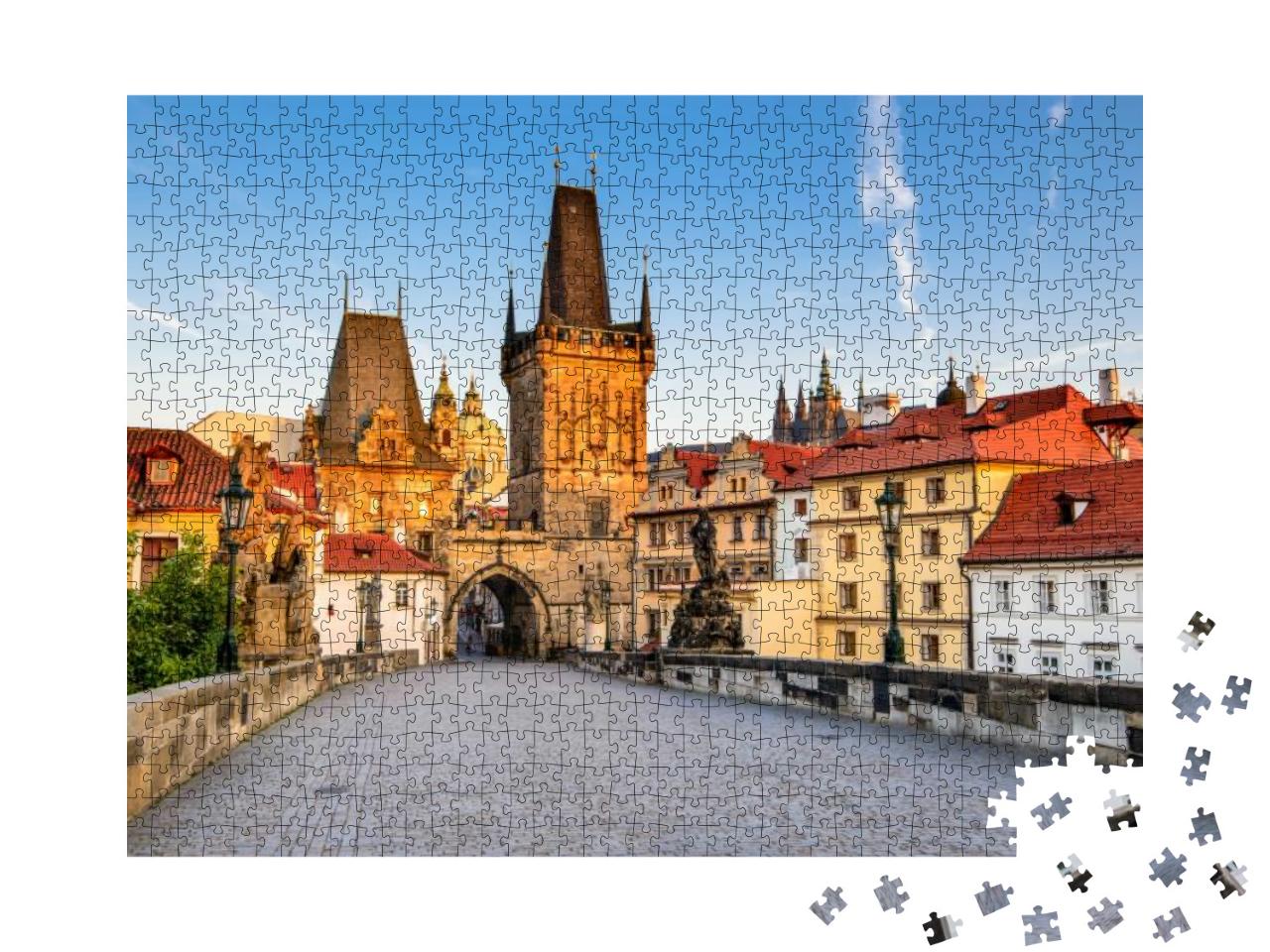 Prague, Czech Republic. Charles Bridge with Its Statuette... Jigsaw Puzzle with 1000 pieces
