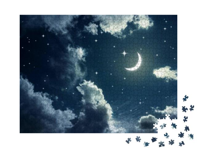 Night Sky with Stars & Moon... Jigsaw Puzzle with 1000 pieces