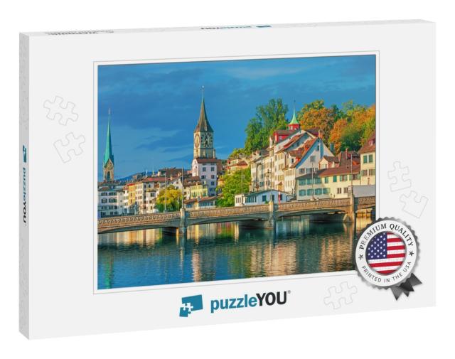 Sunrise Over Historic Zurich City Center with Famous Frau... Jigsaw Puzzle