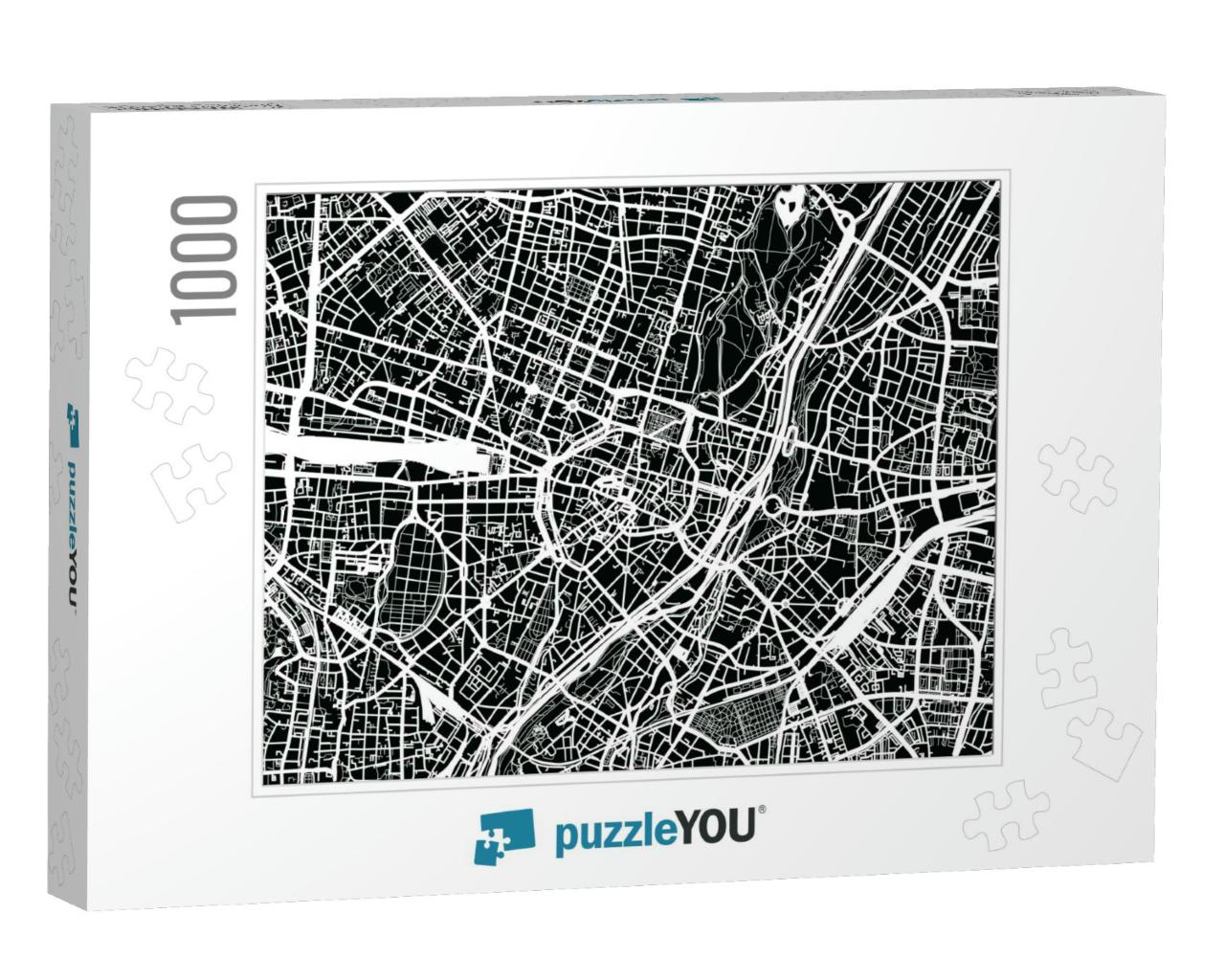 Vector City Map of Munich, Germany... Jigsaw Puzzle with 1000 pieces