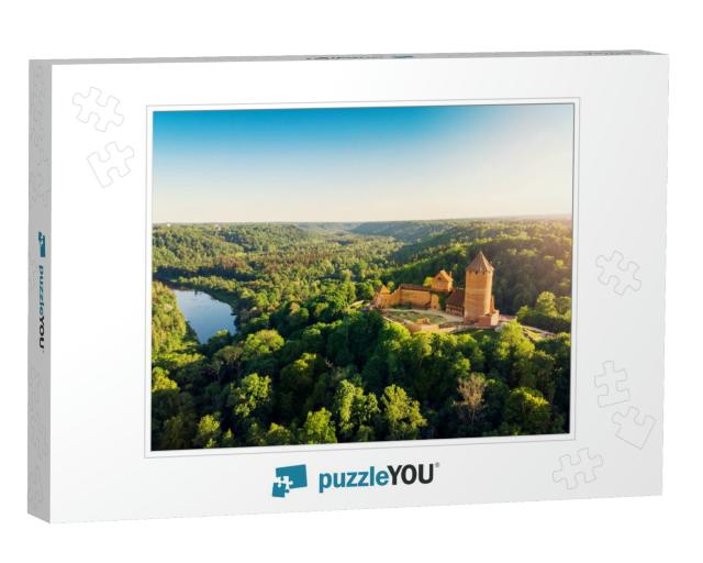 Aerial View to the Turaida Castle & River Gauja At Sunset... Jigsaw Puzzle