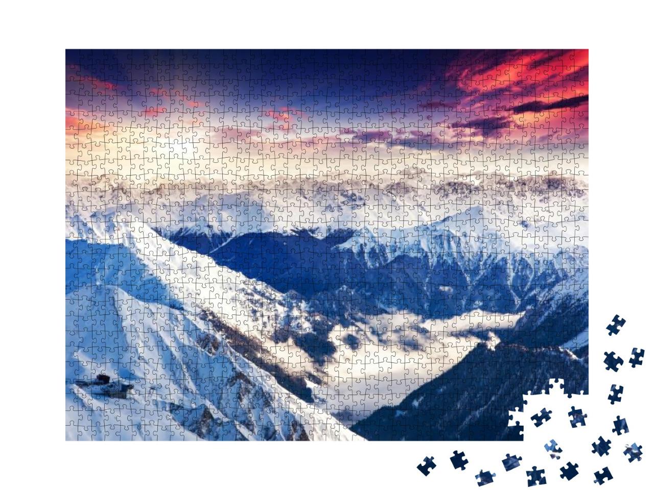 Fantastic Evening Winter Landscape. Colorful Overcast Sky... Jigsaw Puzzle with 1000 pieces