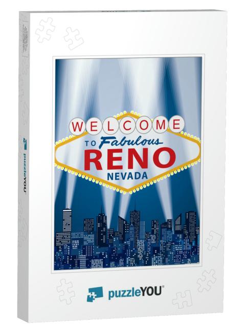 Vector Illustration of Famous Sign of Las Vegas with Reno... Jigsaw Puzzle