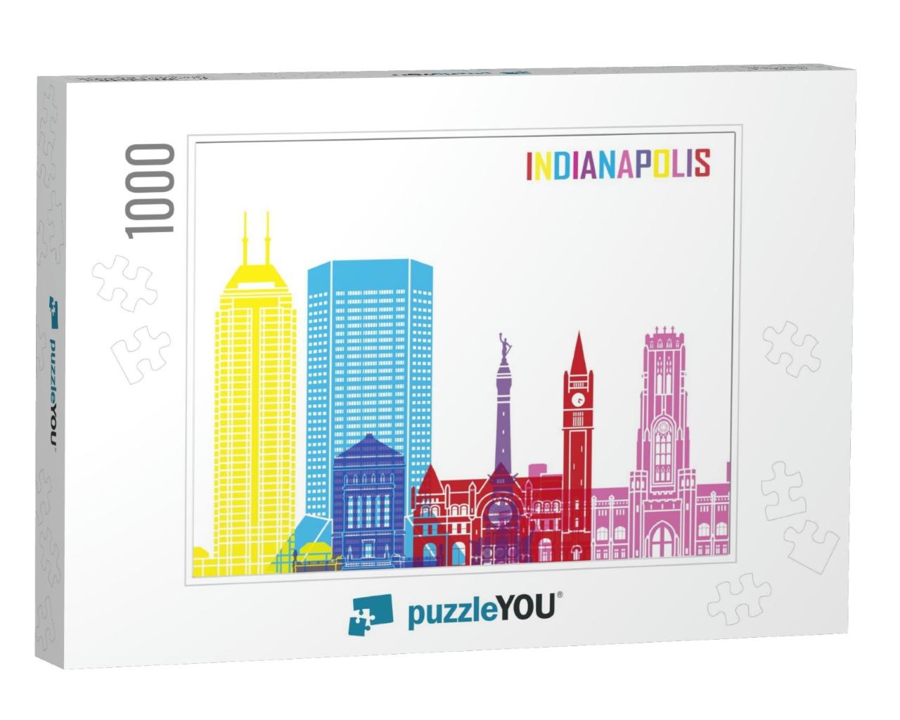 Indianapolis Skyline Pop in Editable Vector File... Jigsaw Puzzle with 1000 pieces