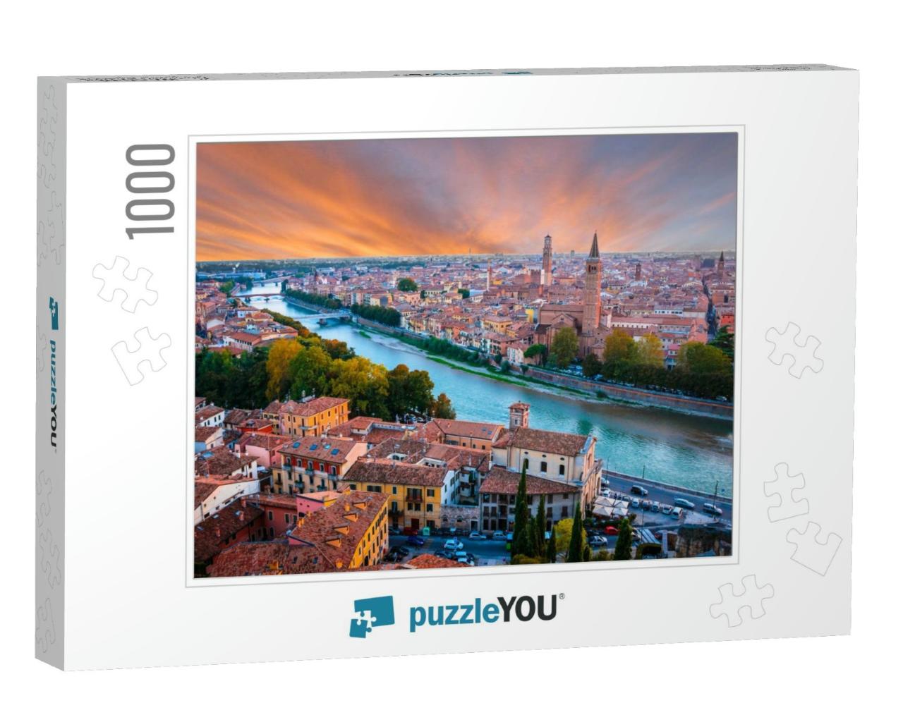 Beautiful Sunset Aerial View of Verona, Veneto Region, It... Jigsaw Puzzle with 1000 pieces
