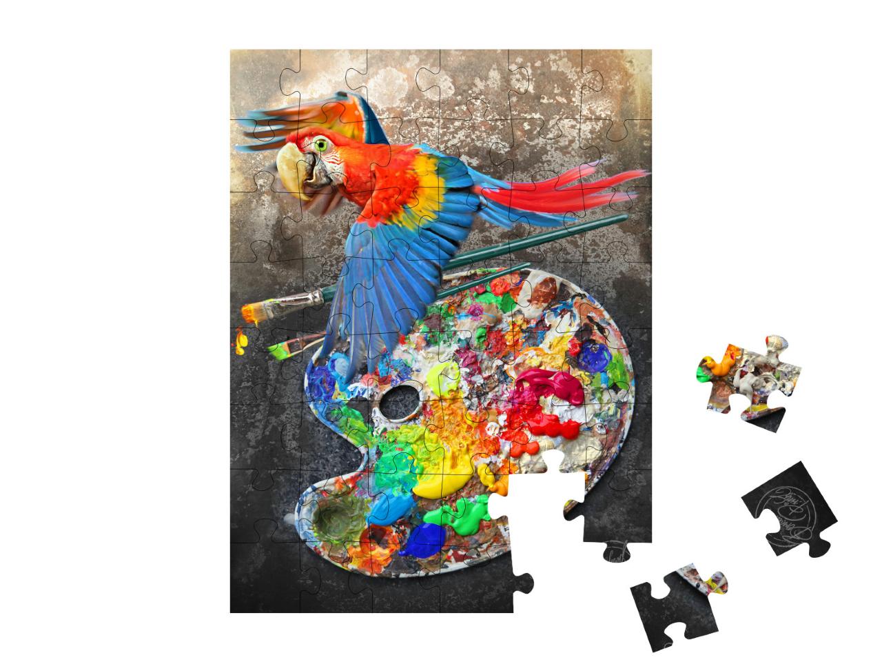 Parrot Paint Palette Jigsaw Puzzle with 48 pieces