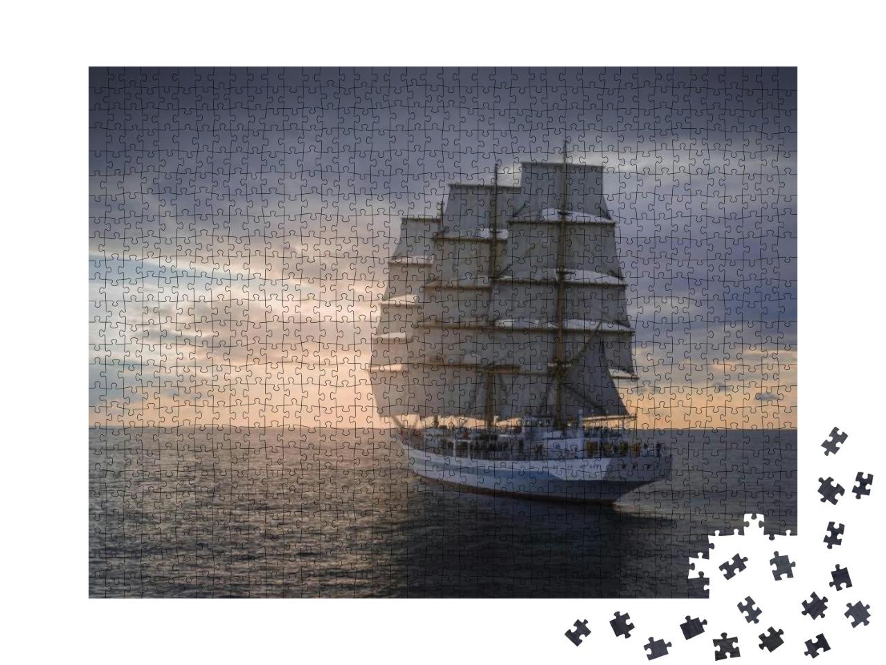 Ancient Sailing Ship in the Sea... Jigsaw Puzzle with 1000 pieces