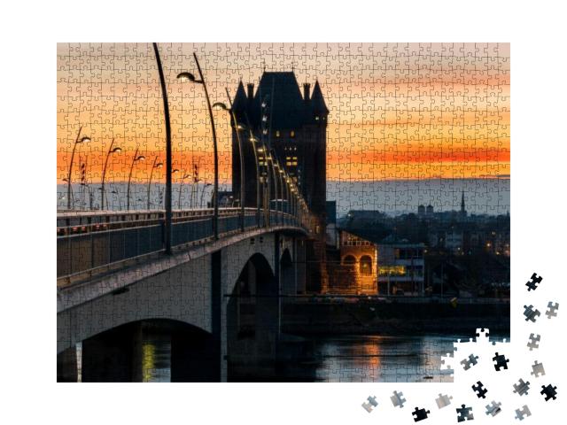 Rhine Bridge Worms At Sunset... Jigsaw Puzzle with 1000 pieces