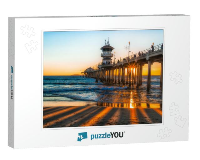 Huntington Beach Pier At Sunset, Huntington Beach, Califo... Jigsaw Puzzle