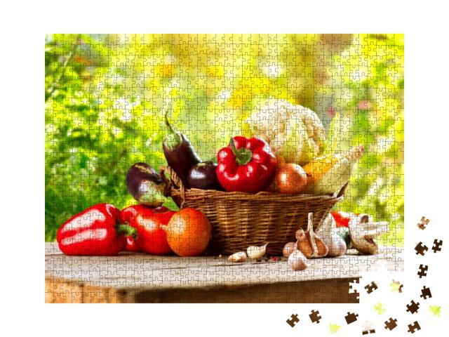 Vegetables. Fresh Organic Bio Vegetable in a Basket. Over... Jigsaw Puzzle with 1000 pieces