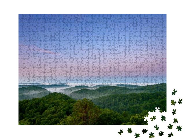 A Beautiful Fog Covered View of the Daniel Boone National... Jigsaw Puzzle with 1000 pieces