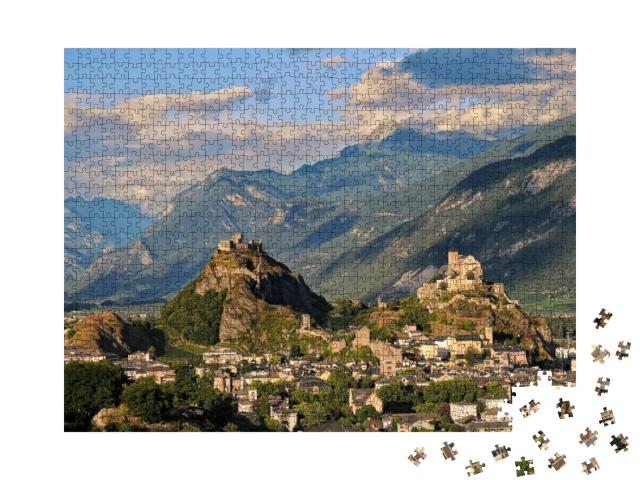 The Medieval Castles Valere & Tourbillon & the Town of Si... Jigsaw Puzzle with 1000 pieces