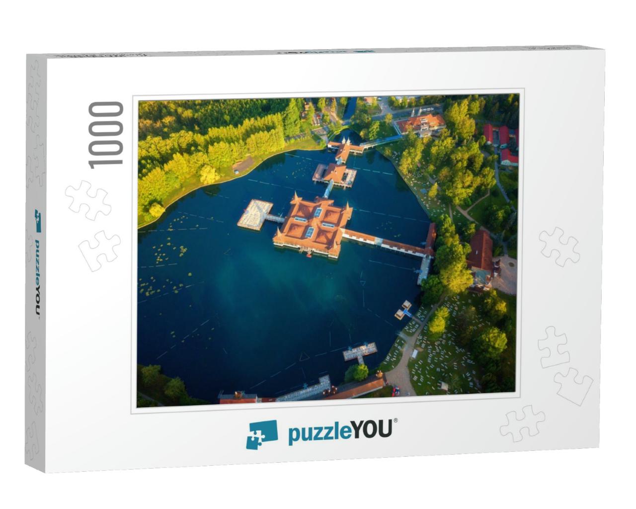 Aerial View of the Famous Lake Heviz in Hungary & the Lar... Jigsaw Puzzle with 1000 pieces