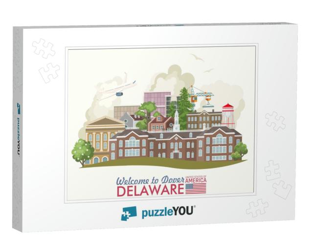 Delaware Vector Illustration with Colorful Detailed Lands... Jigsaw Puzzle