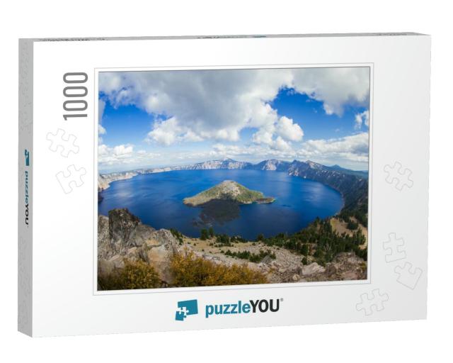 Wide Angle View of Crater Lake Form the Top of Watchman's... Jigsaw Puzzle with 1000 pieces