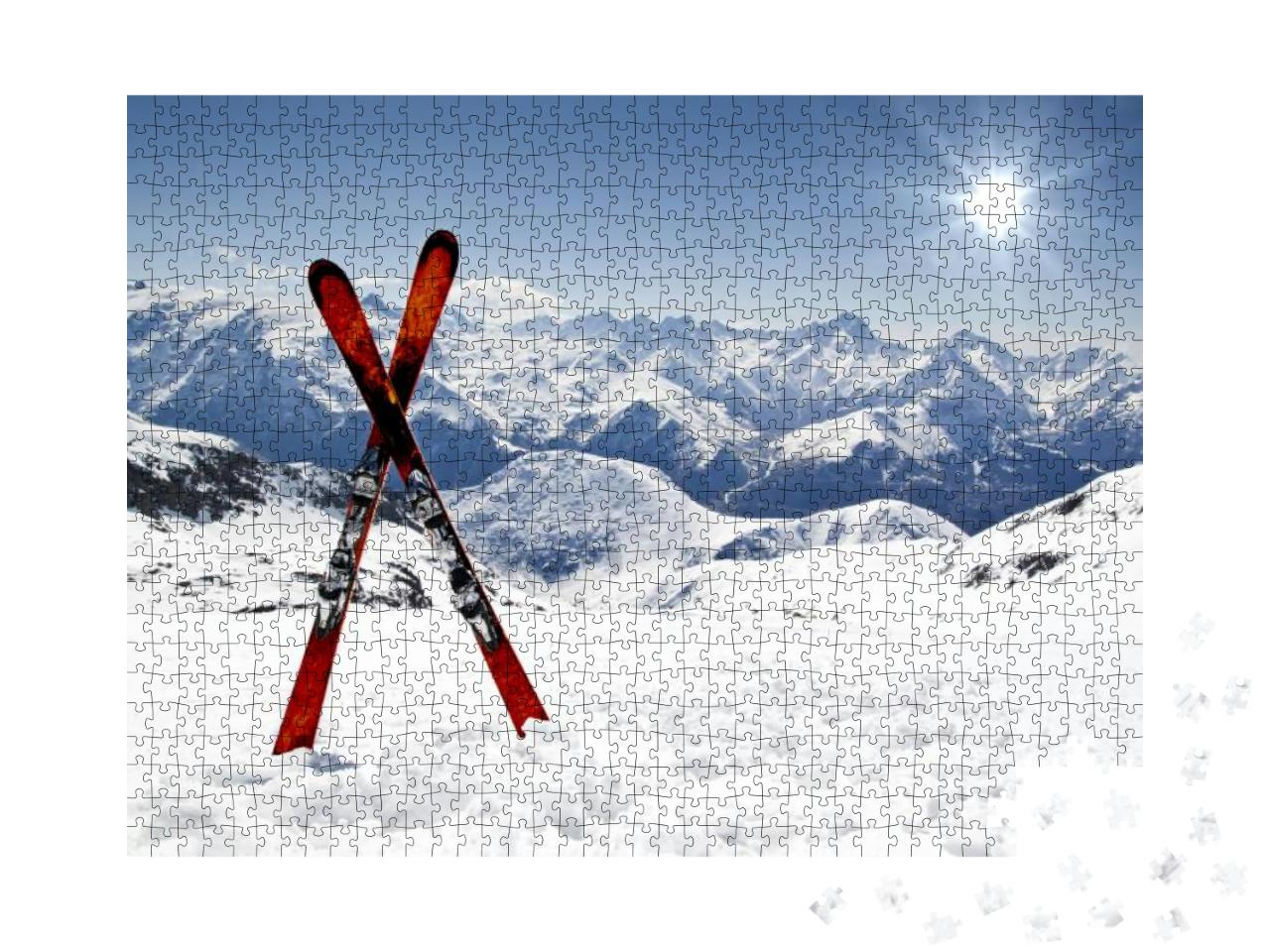 Pair of Cross Skis in Snow... Jigsaw Puzzle with 1000 pieces