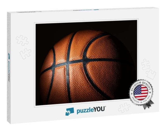 A Close-Up of a Leather Basketball on White... Jigsaw Puzzle