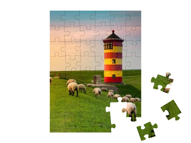 A Beautiful Lighthouse on the East Frisian Coast... Jigsaw Puzzle with 48 pieces