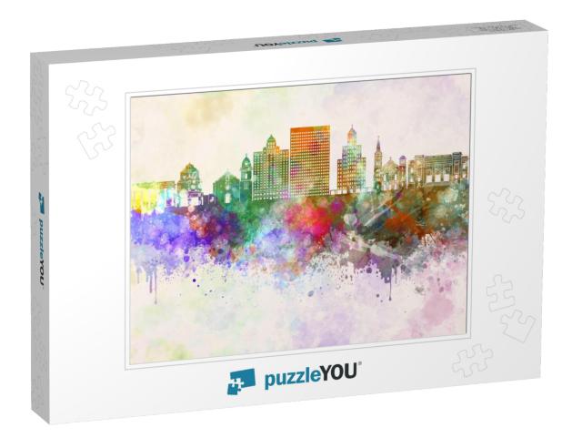 El Paso Skyline in Watercolor Background... Jigsaw Puzzle