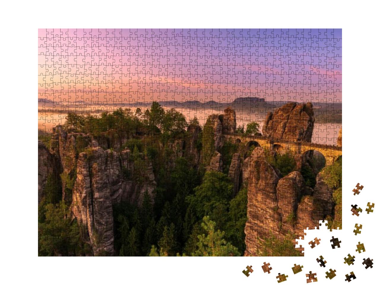 The Bastei Bridge, Saxon Switzerland National Park, Germa... Jigsaw Puzzle with 1000 pieces