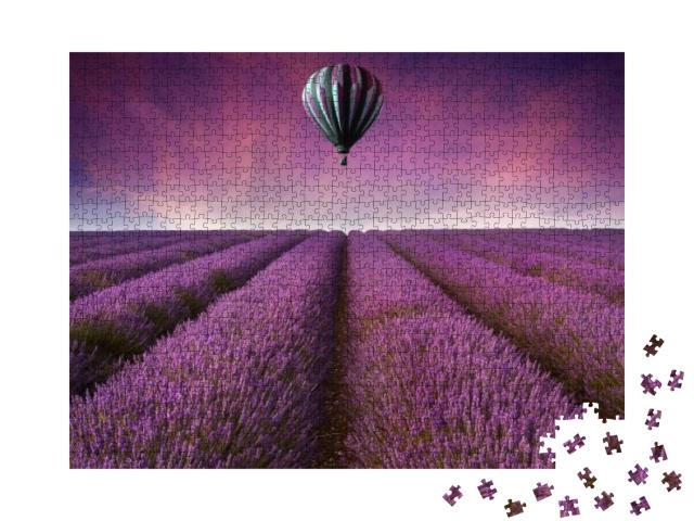 Beautiful Image of Lavender Field Summer Sunset Landscape... Jigsaw Puzzle with 1000 pieces