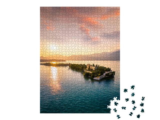 Isola Del Garda with Villa Borghese During Sunset. Aerial... Jigsaw Puzzle with 1000 pieces