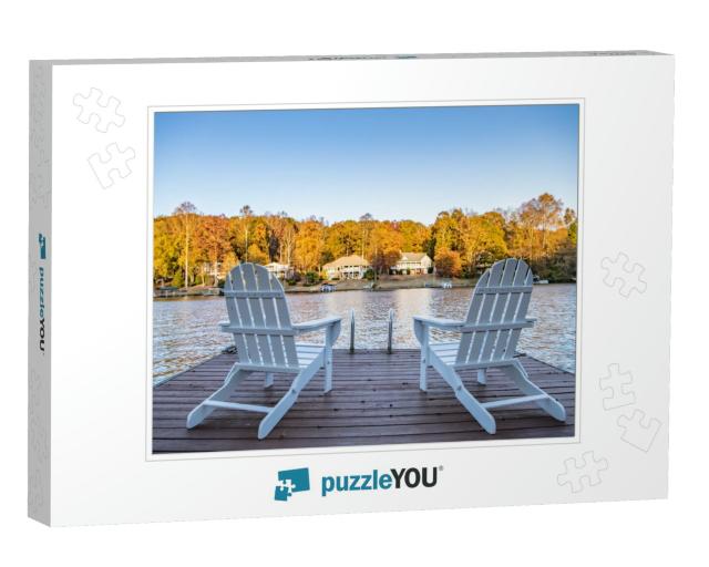 Adirondack Style Chairs on a Dock, Overlooking a Beautifu... Jigsaw Puzzle