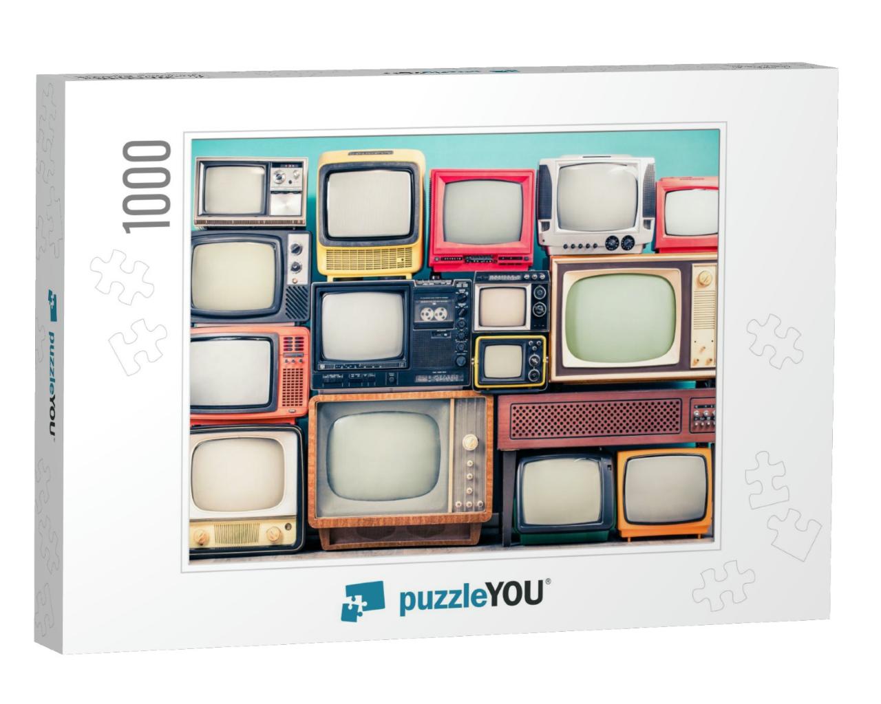 Retro Tv Receivers Set from Circa 60s, 70s & 80s of Xx Ce... Jigsaw Puzzle with 1000 pieces