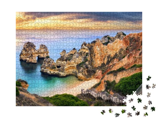 The Beautiful Camilo Beach in Lagos, Portugal, with Its M... Jigsaw Puzzle with 1000 pieces