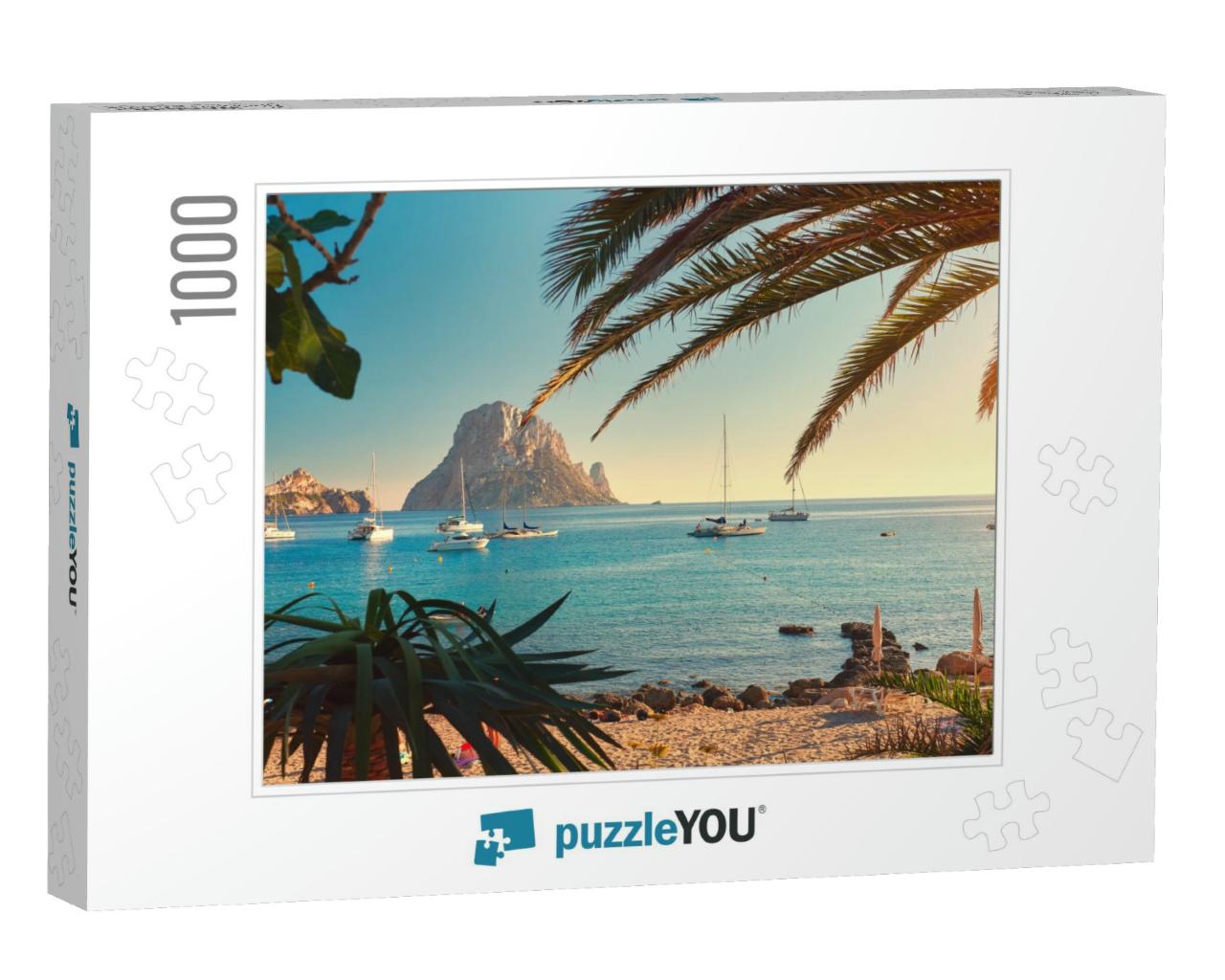 Famous, Empty & Beautiful Cala Dhort Beach, in Summer Ver... Jigsaw Puzzle with 1000 pieces