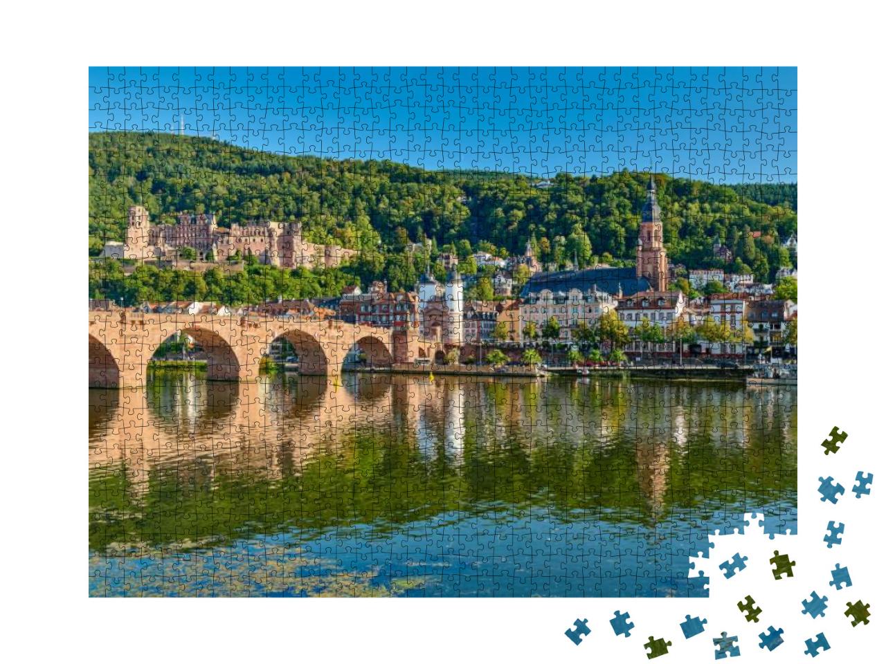 Heidelberg Town with Old Karl Theodor Bridge & Castle on... Jigsaw Puzzle with 1000 pieces