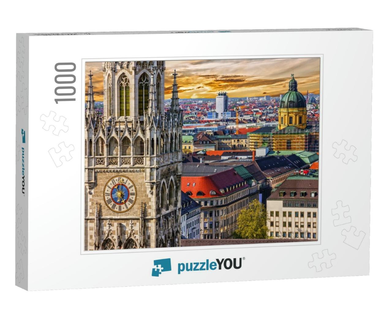 Munich Architectural Sunset View, Germany, Bavaria. Marie... Jigsaw Puzzle with 1000 pieces