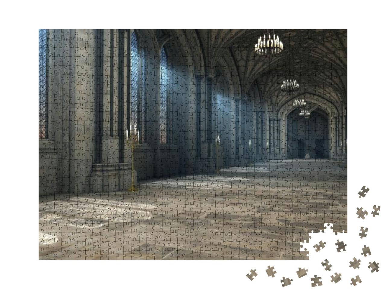 Gorgeous View of Gothic Cathedral Interior 3D Cg Illustra... Jigsaw Puzzle with 1000 pieces