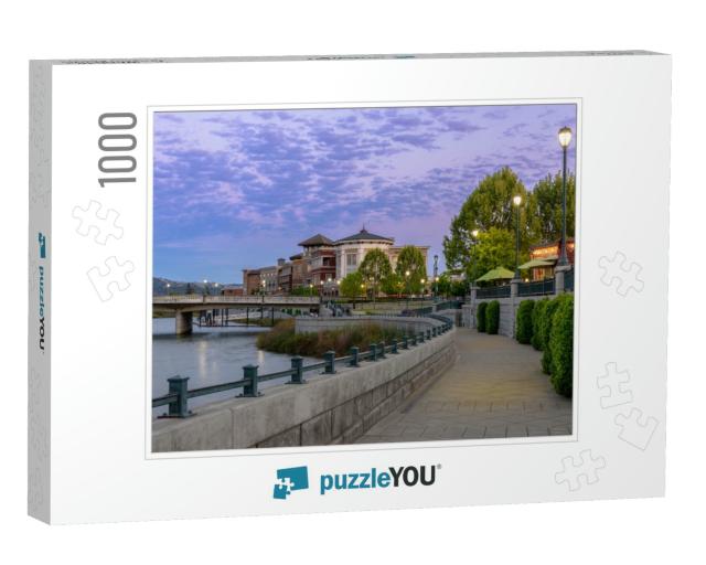 Evening Night Napa City Riverside Walkway... Jigsaw Puzzle with 1000 pieces