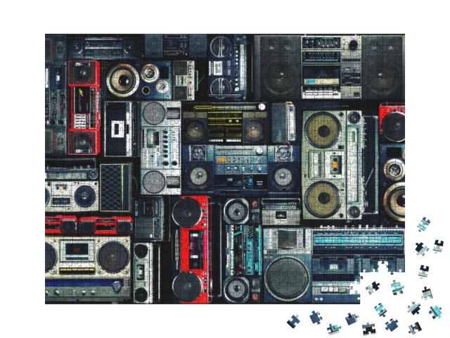 Vintage Wall Full of Radio Boombox of the 80s... Jigsaw Puzzle with 1000 pieces