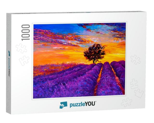 Oil Painting. Lavender Painting. Modern Art... Jigsaw Puzzle with 1000 pieces