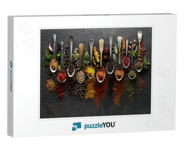 Herbs & Spices on Graphite Background... Jigsaw Puzzle