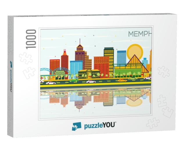 Memphis Tennessee Skyline with Color Buildings, Blue Sky... Jigsaw Puzzle with 1000 pieces