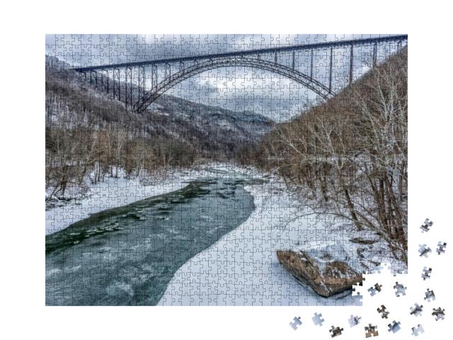 New River Gorge Bridge Stretches from Ridge to Rid... Jigsaw Puzzle with 1000 pieces