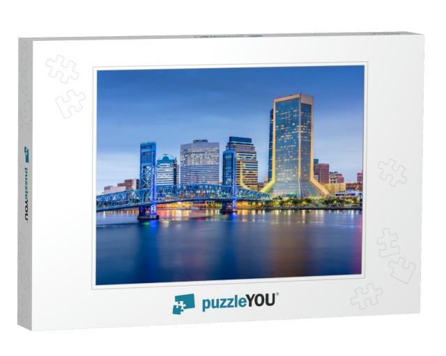 Jacksonville, Florida, USA Downtown City Skyline At Dusk... Jigsaw Puzzle