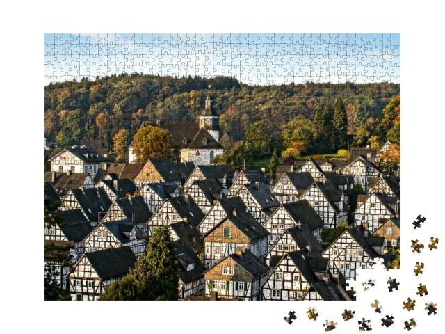 Historic German Fachwerkhaus Buildings, Freudenberg... Jigsaw Puzzle with 1000 pieces