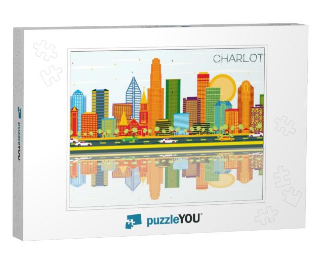Charlotte North Carolina City Skyline with Color Building... Jigsaw Puzzle