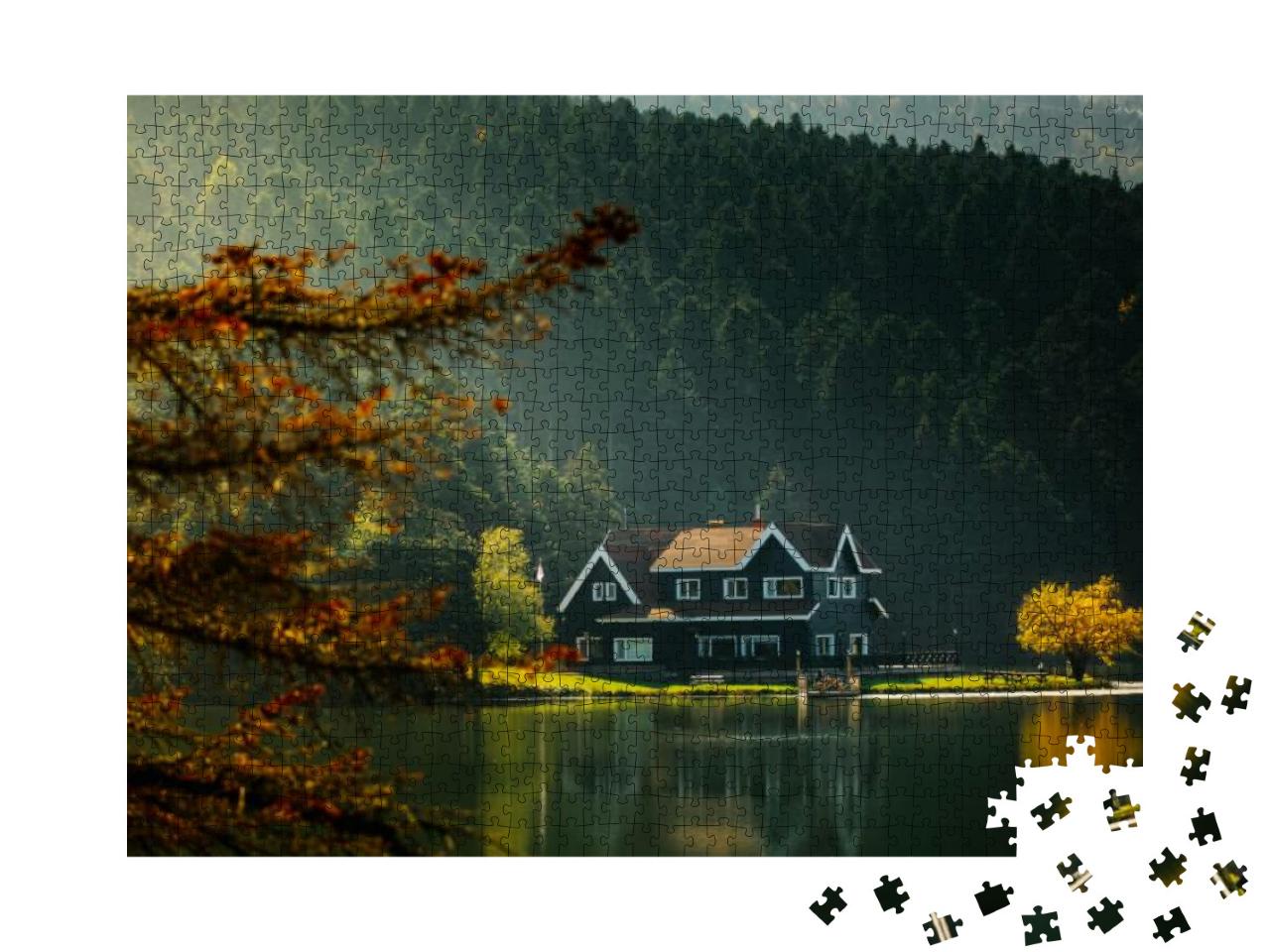Golcuk National Park Bolu Turkey. Autumn Wooden Lake Hous... Jigsaw Puzzle with 1000 pieces