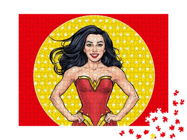 Pop Art Super Hero Woman. Girl Power Advertising Poster... Jigsaw Puzzle with 1000 pieces