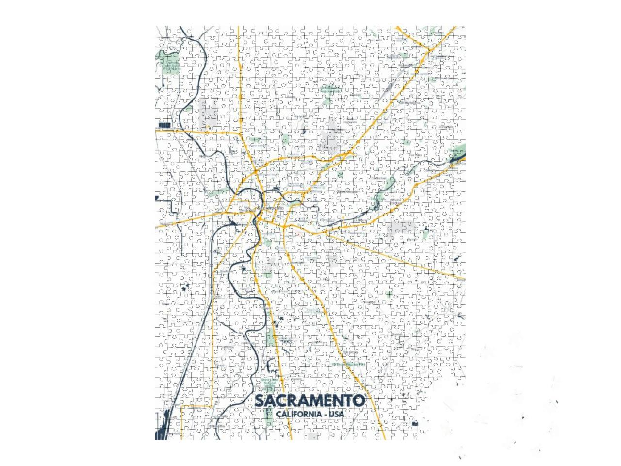 Sacramento - California Map. Sacramento - California Road... Jigsaw Puzzle with 1000 pieces