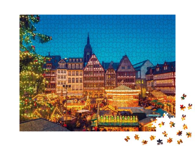 Traditional Christmas Market in Frankfurt, Germany... Jigsaw Puzzle with 1000 pieces